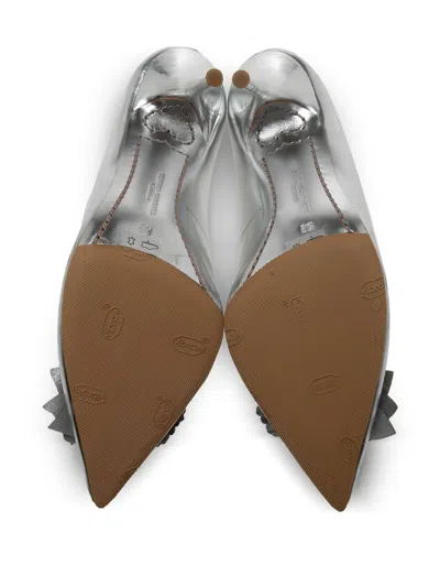 Pre-owned Sophia Webster  100mm Lilico Metallic Pumps In Silver