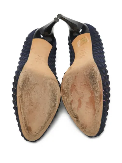 Pre-owned Alexander Mcqueen 110mm Scalloped Pumps In Blue