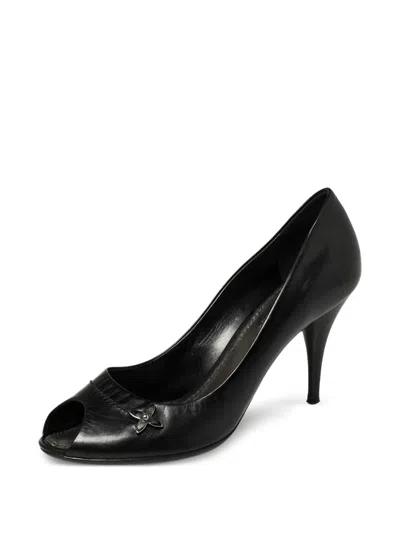 Pre-owned Louis Vuitton 100mm Peep-toe Pumps In Black