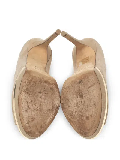 Pre-owned Jimmy Choo 130mm Suede Heeled Pumps In Neutral