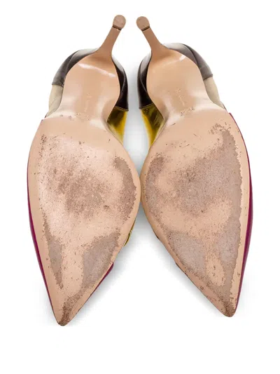 Pre-owned Gianvito Rossi  100mm Metallic Pointed-toe Pumps In Pink