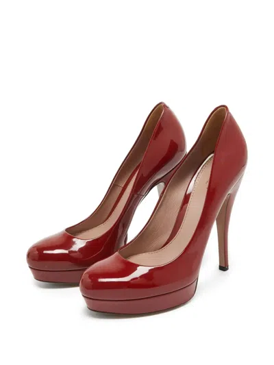 Pre-owned Gucci 140mm Platform Pumps In Red