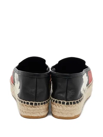 Pre-owned Alexander Mcqueen Floral-print Leather Espadrilles In Red