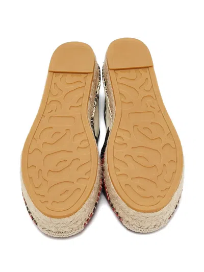 Pre-owned Alexander Mcqueen Floral-print Leather Espadrilles In Red