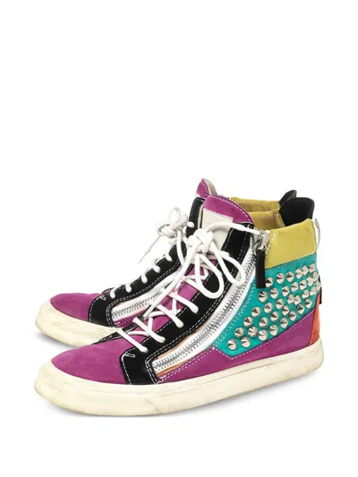 Pre-owned Giuseppe Zanotti Vintage Spike Studded High-top Sneakers In Pink