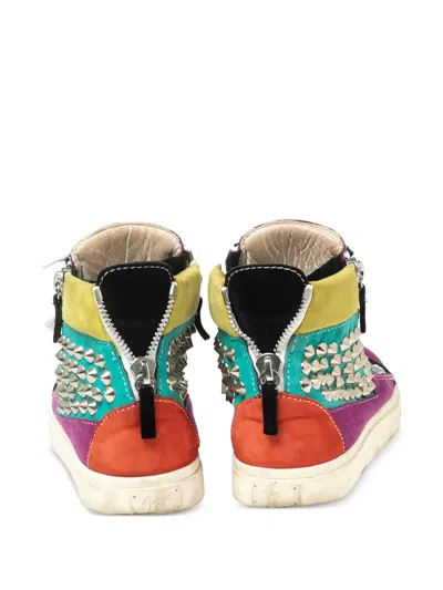 Pre-owned Giuseppe Zanotti Vintage Spike Studded High-top Sneakers In Pink