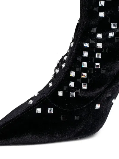 Pre-owned Giuseppe Zanotti Vintage  100mm Crystal-embellished Ankle Boots In Black