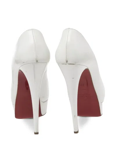 Pre-owned Christian Louboutin 140mm Lady Peep-toe Platform Pumps In White