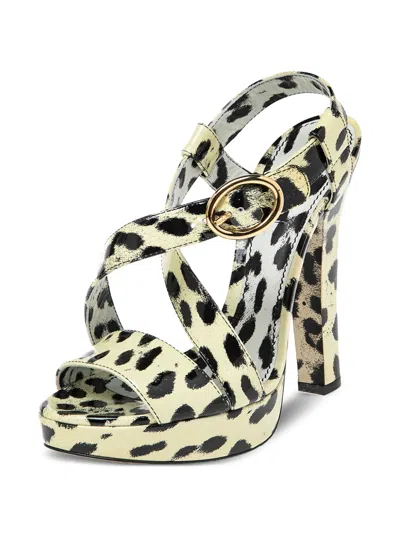 Pre-owned Dolce & Gabbana 140mm Leopard-print Platform Sandals In Yellow