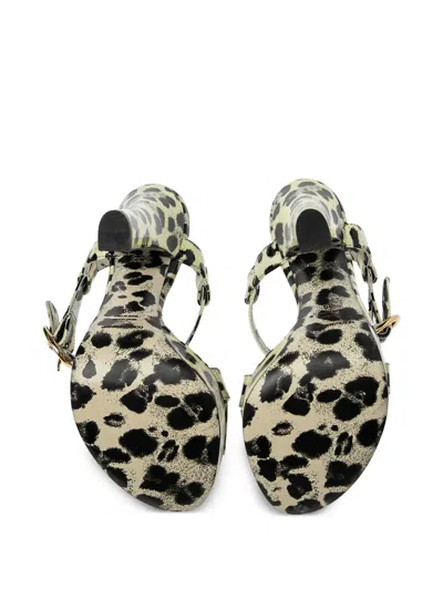 Pre-owned Dolce & Gabbana 140mm Leopard-print Platform Sandals In Yellow