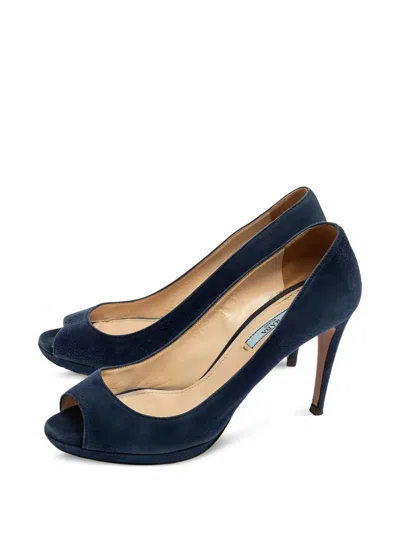 Pre-owned Prada Suede Pumps In Blue