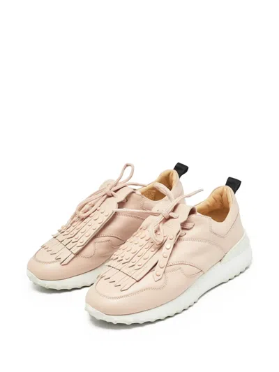 Pre-owned Tod's Vintage Fringed Leather Sneakers In Pink