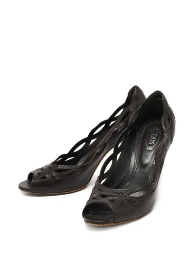Pre-owned Tod's Vintage 80mm Peep-toe Pumps In Black