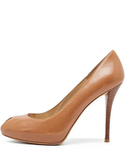 Pre-owned Stuart Weitzman  120mm Peep-toe Pumps In Brown