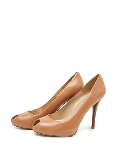 Pre-owned Stuart Weitzman  120mm Peep-toe Pumps In Brown
