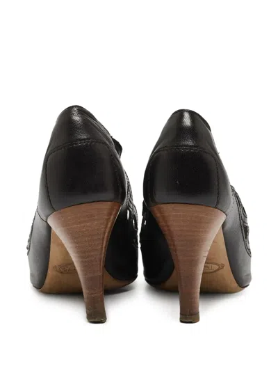 Pre-owned Tod's Vintage 80mm Peep-toe Pumps In Black