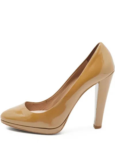 Pre-owned Miu Miu 120mm Patent Pumps In Brown