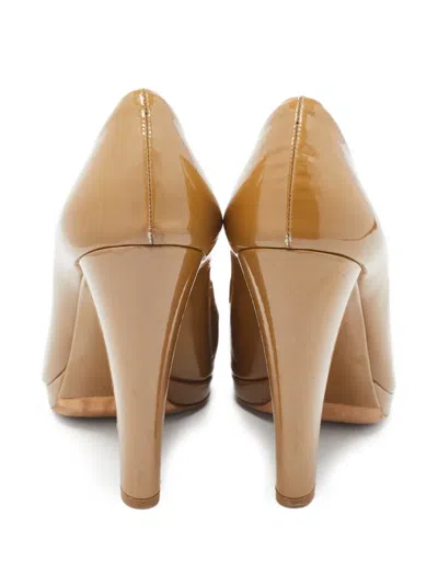 Pre-owned Miu Miu 120mm Patent Pumps In Brown