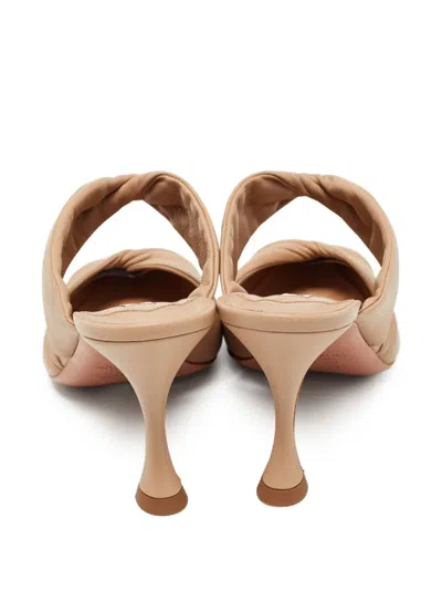 Pre-owned Aquazzura 85mm Twist Mules In Neutral