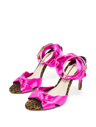 Pre-owned Sophia Webster  105mm Satin Bow-embellished Sandals In Pink