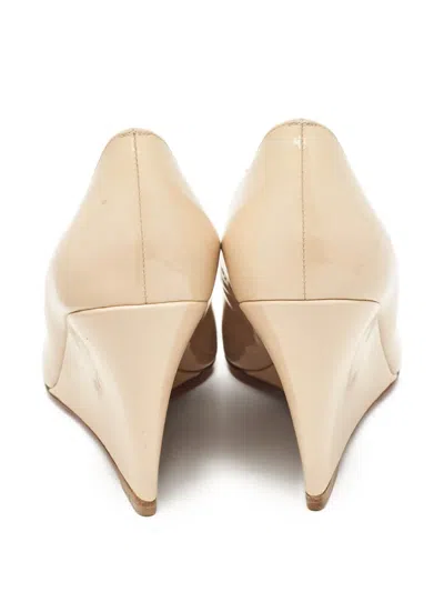 Pre-owned Christian Louboutin 100mm Ron Ron Zeppa Pumps In Neutral
