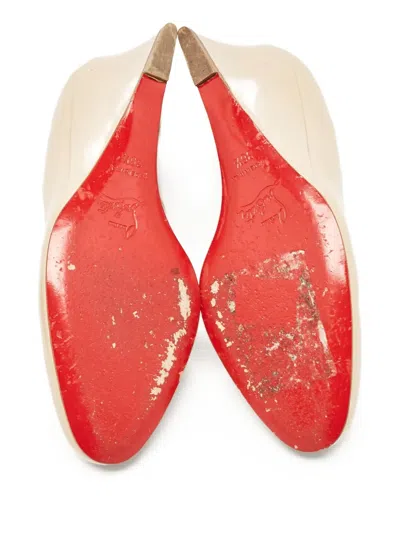 Pre-owned Christian Louboutin 100mm Ron Ron Zeppa Pumps In Neutral