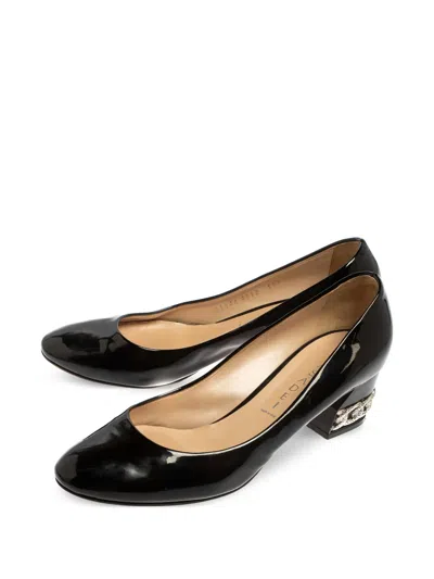 Pre-owned Casadei  Patent Block-heel Pumps In Black