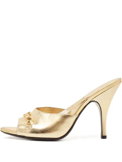 Pre-owned Marc Jacobs  100mm Leather Mules In Gold