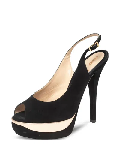 Pre-owned Fendi 140mm Suede Pumps In Black