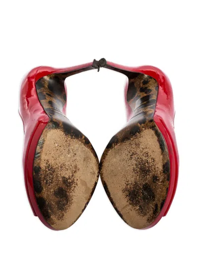 Pre-owned Dolce & Gabbana 110mm Patent Peep-toe Heels In Red