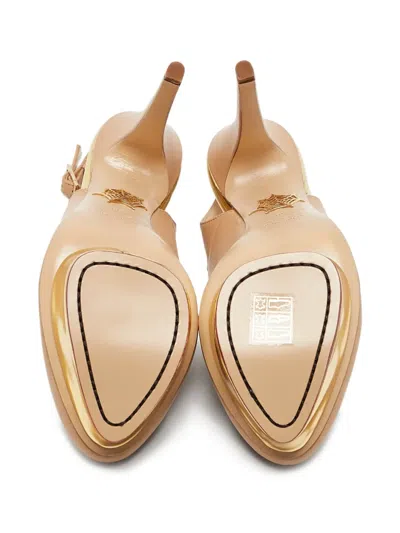 Pre-owned Charlotte Olympia Platform Slingback Heels In Neutral