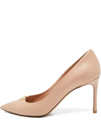 Pre-owned Louis Vuitton Logo-plaque Leather Pumps In Neutral