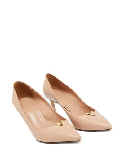 Pre-owned Louis Vuitton Logo-plaque Leather Pumps In Neutral