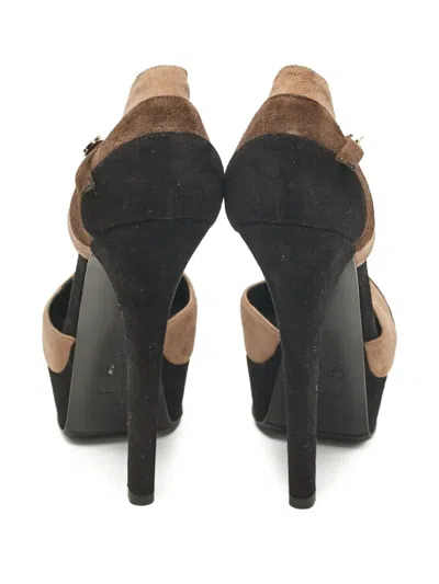 Pre-owned Fendi 140mm Colour-block Pumps In Black