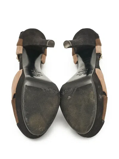 Pre-owned Fendi 140mm Colour-block Pumps In Black