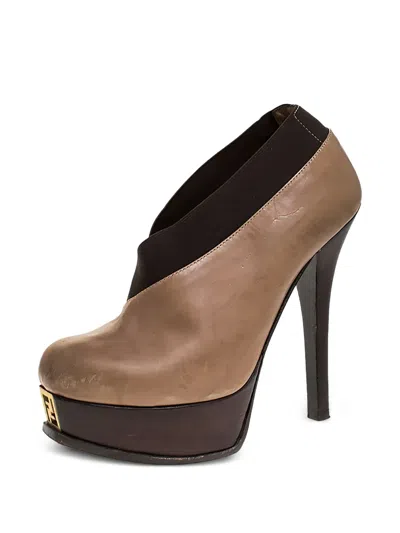 Pre-owned Fendi 135mm Sta Boots In Brown