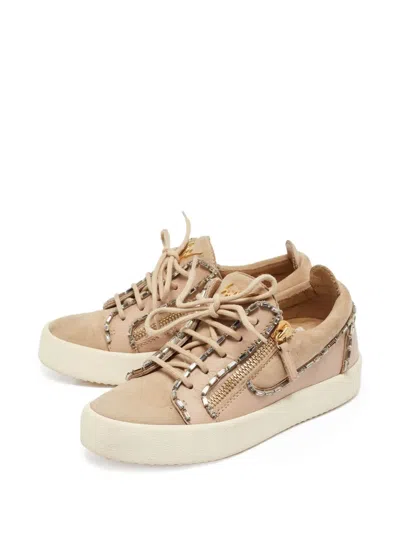 Pre-owned Giuseppe Zanotti Vintage  Crystal-embellished Sneakers In Neutral