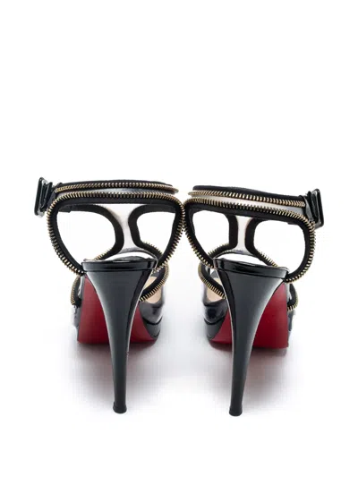 Pre-owned Christian Louboutin 125mm Zip-detailed Sandals In Black