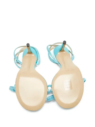 Pre-owned Mach&mach  90mm Rhinestone-embellished Strappy Sandals In Blue
