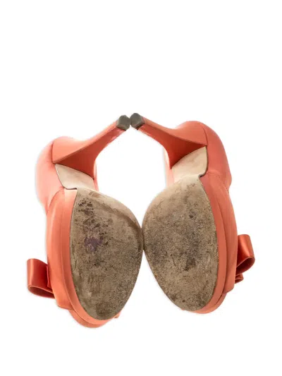 Pre-owned Fendi 150mm Deco Heels In Orange