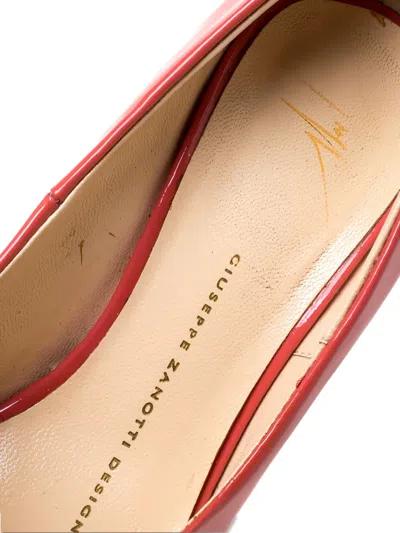 Pre-owned Giuseppe Zanotti Vintage 150mm Peep-toe Wedge Pumps In Orange