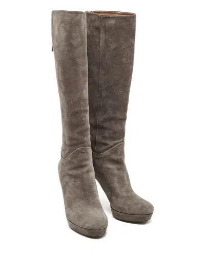 Pre-owned Gucci Platform Tassel Boots In Gray