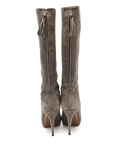 Pre-owned Gucci Platform Tassel Boots In Gray