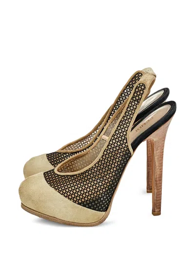 Pre-owned Fendi 140mm Mesh-panelled Pumps