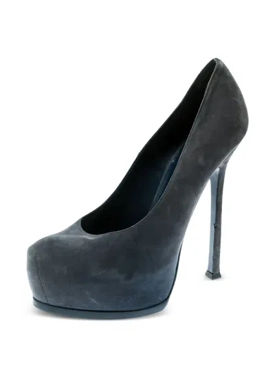 Pre-owned Saint Laurent 155mm Tribtoo Pumps In Blue