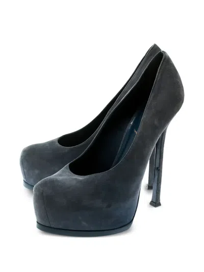 Pre-owned Saint Laurent 155mm Tribtoo Pumps In Blue