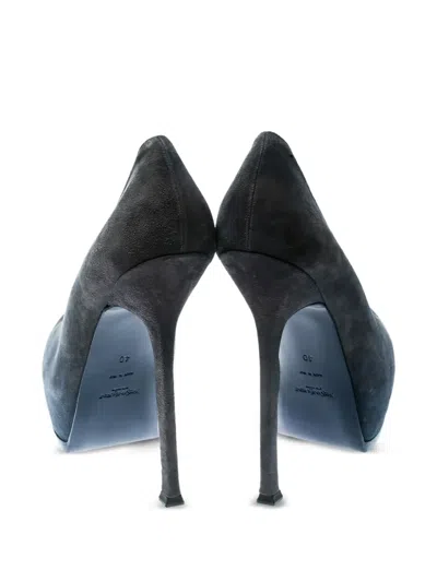 Pre-owned Saint Laurent 155mm Tribtoo Pumps In Blue