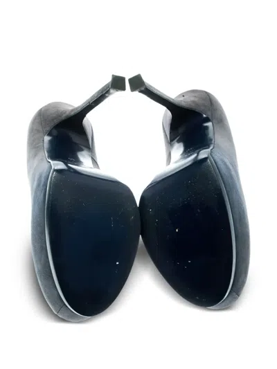 Pre-owned Saint Laurent 155mm Tribtoo Pumps In Blue