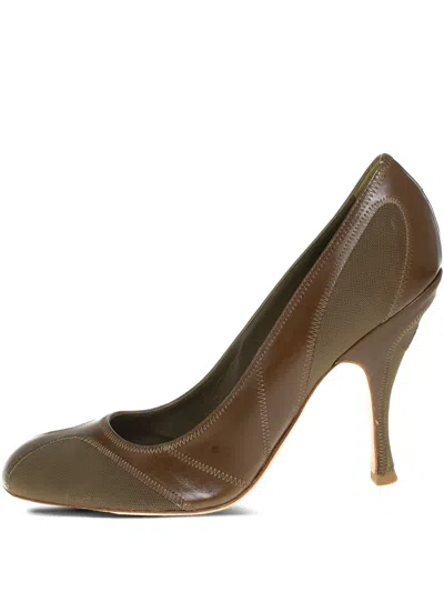 Pre-owned Dior 105mm Two-tone Leather Pumps In Brown