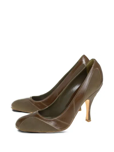 Pre-owned Dior 105mm Two-tone Leather Pumps In Brown